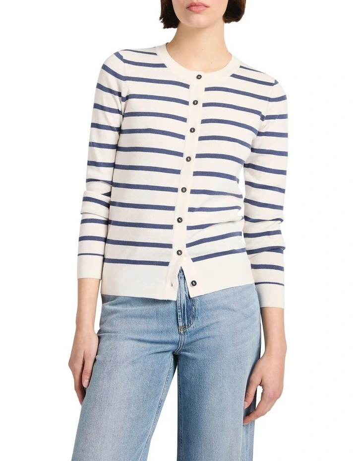 Georgiana Csc Stripe Cardigan in Ivory Stripe image 2