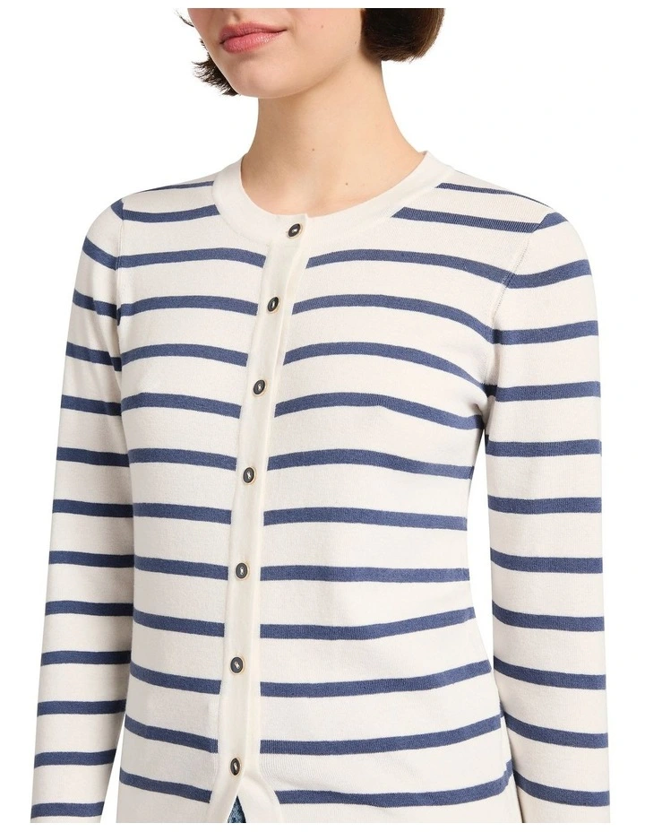 Georgiana Csc Stripe Cardigan in Ivory Stripe image 3