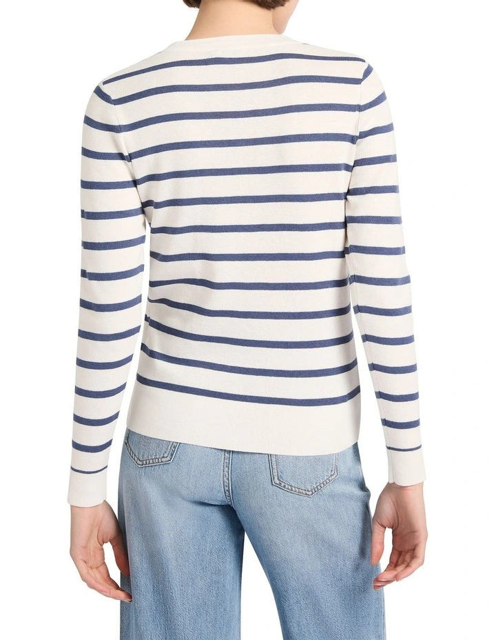 Georgiana Csc Stripe Cardigan in Ivory Stripe image 4