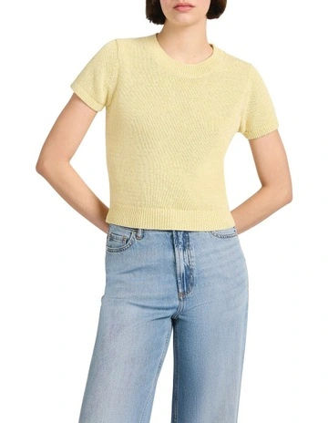 Be Mine Shimmer Knit Top in Butter