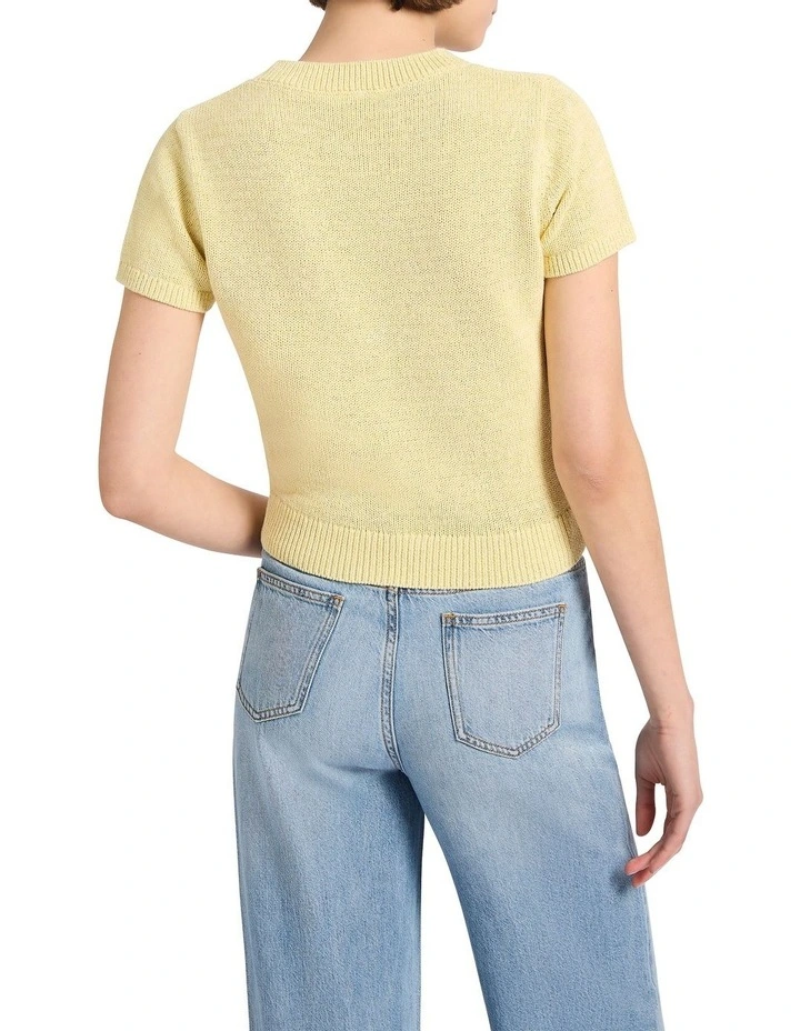 Be Mine Shimmer Knit Top in Butter image 4