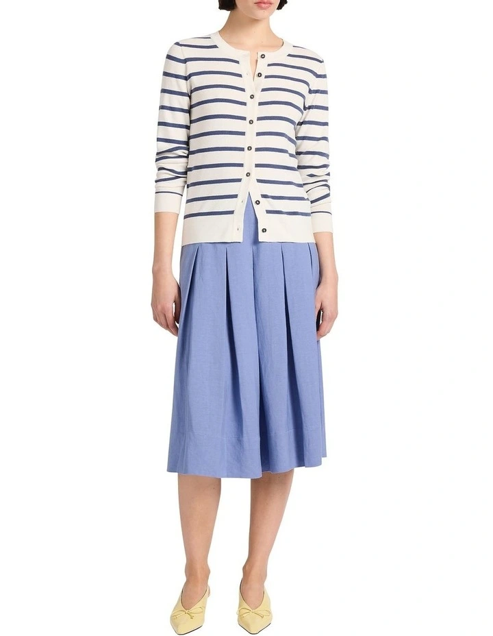 Marie Pleat Midi Skirt in Denim Blue image 1