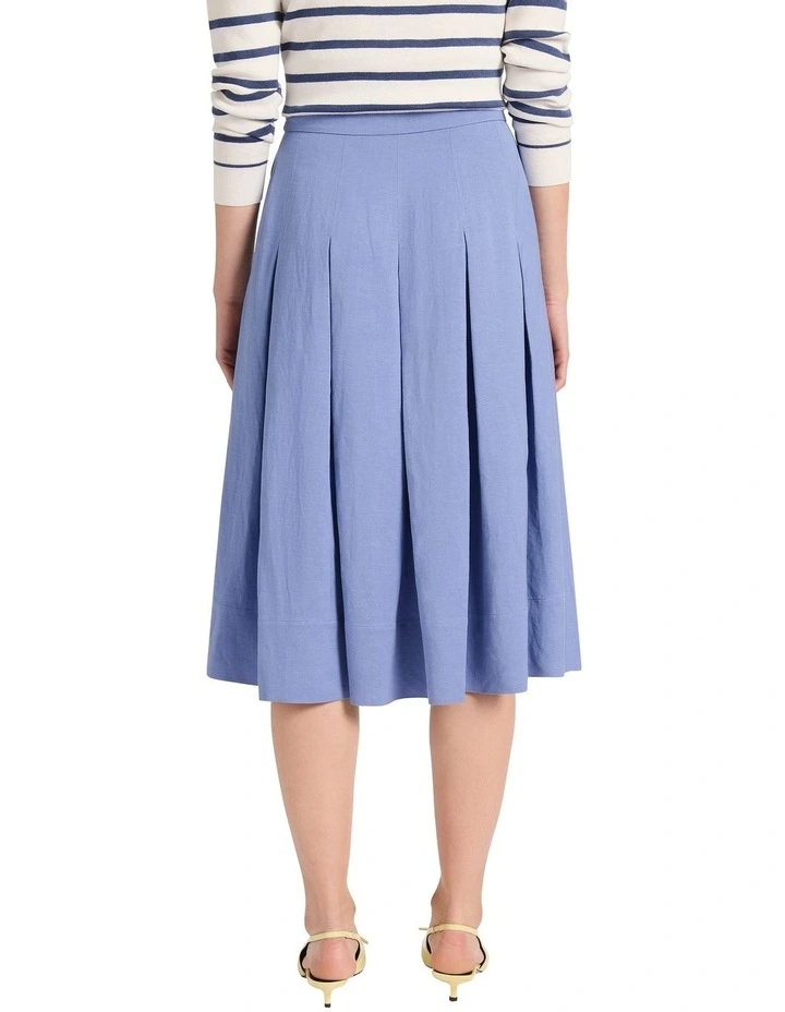 Marie Pleat Midi Skirt in Denim Blue image 4