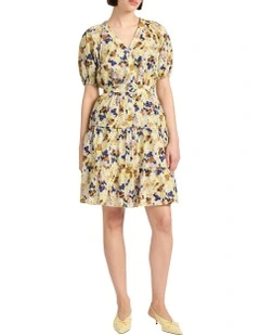 Print And Prejudice Dress in Yellow Multi