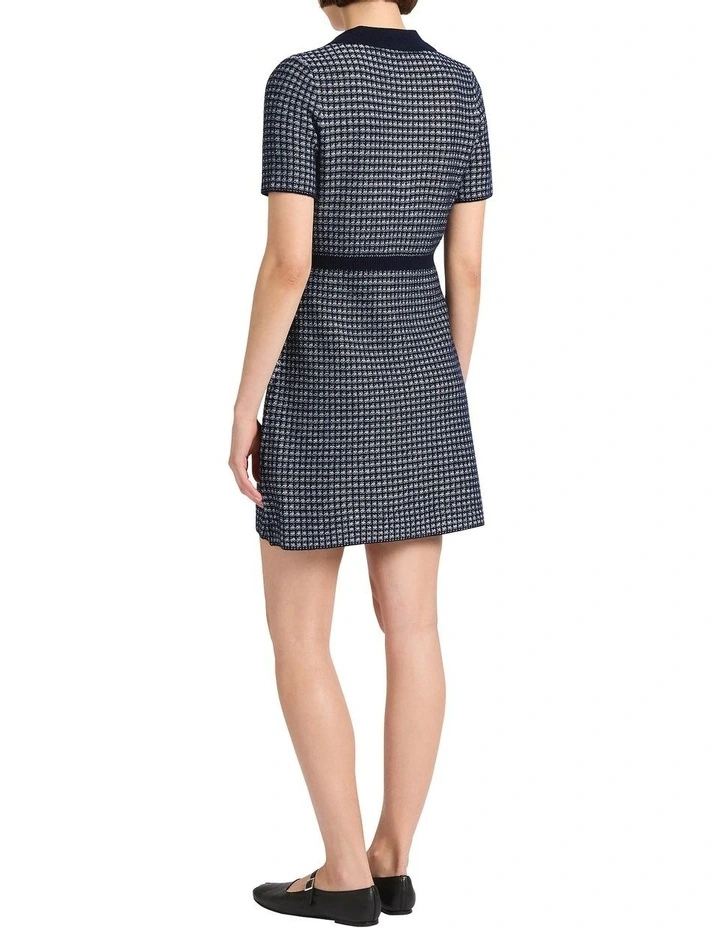 Kitty Knit Mini Dress in Navy Multi image 4