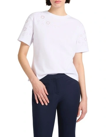 Cornelia Embroidered Tee in White