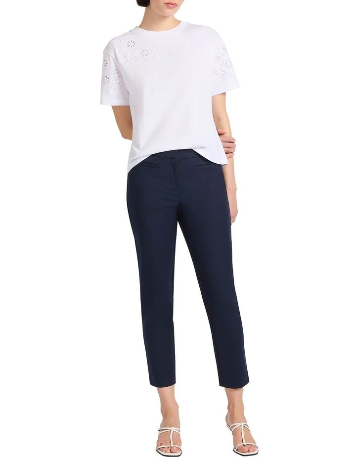 Cornelia Embroidered Tee in White image 2