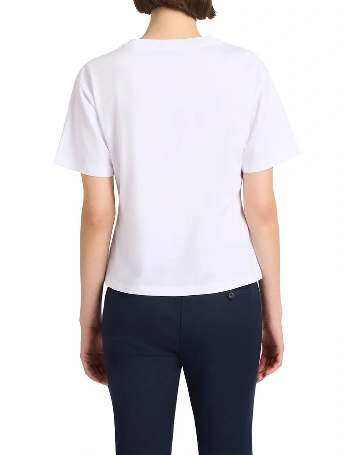 Cornelia Embroidered Tee in White image 4