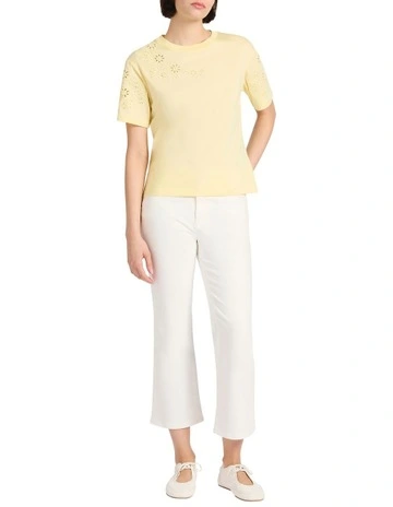 Cornelia Embroidered Tee in Butter