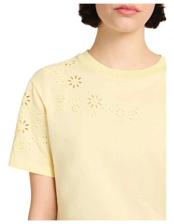 Cornelia Embroidered Tee in Butter image 3
