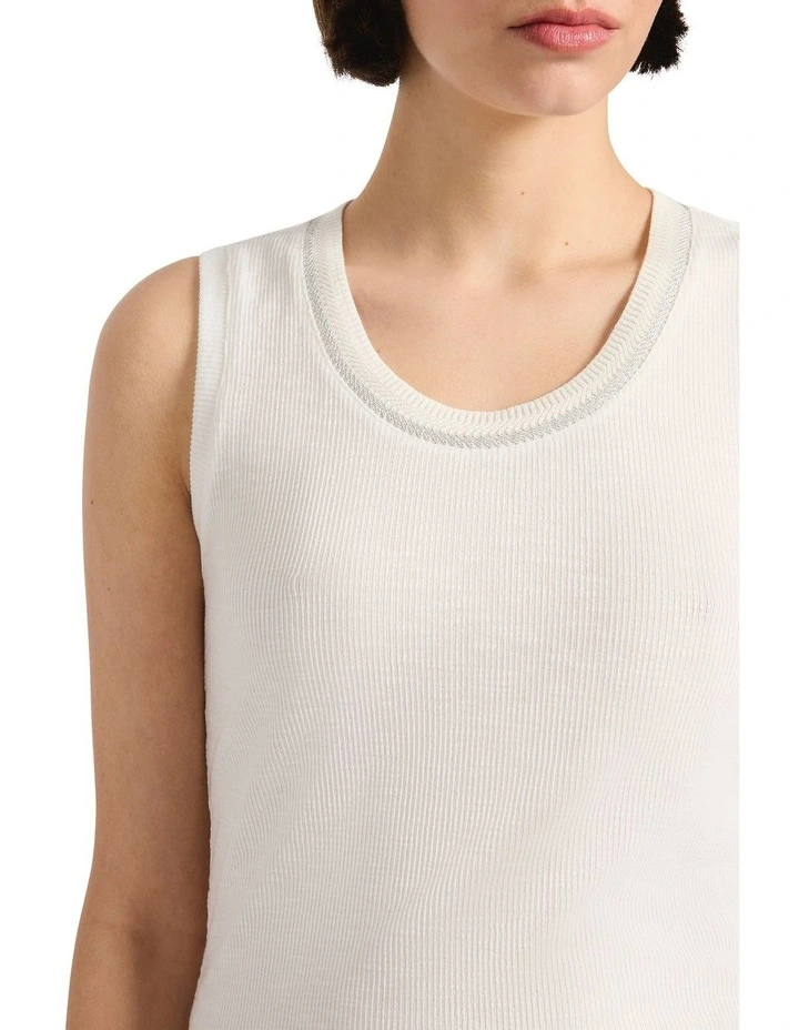 Agatha Lurex Trim Tank in White image 3