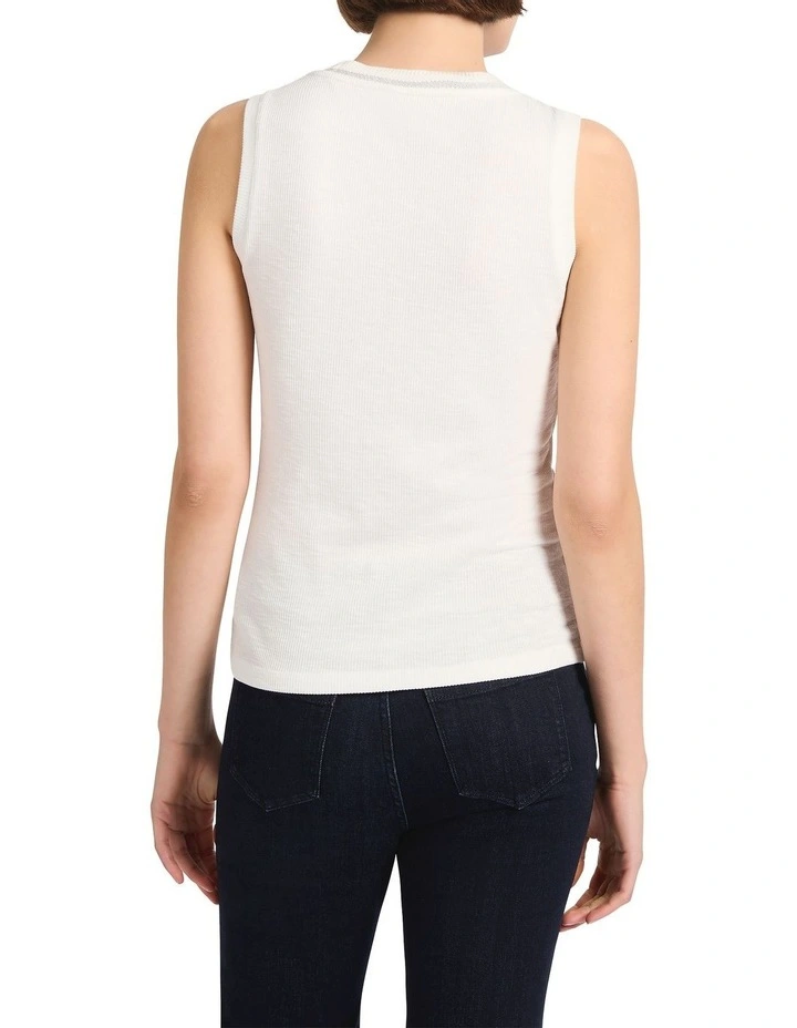Agatha Lurex Trim Tank in White image 4