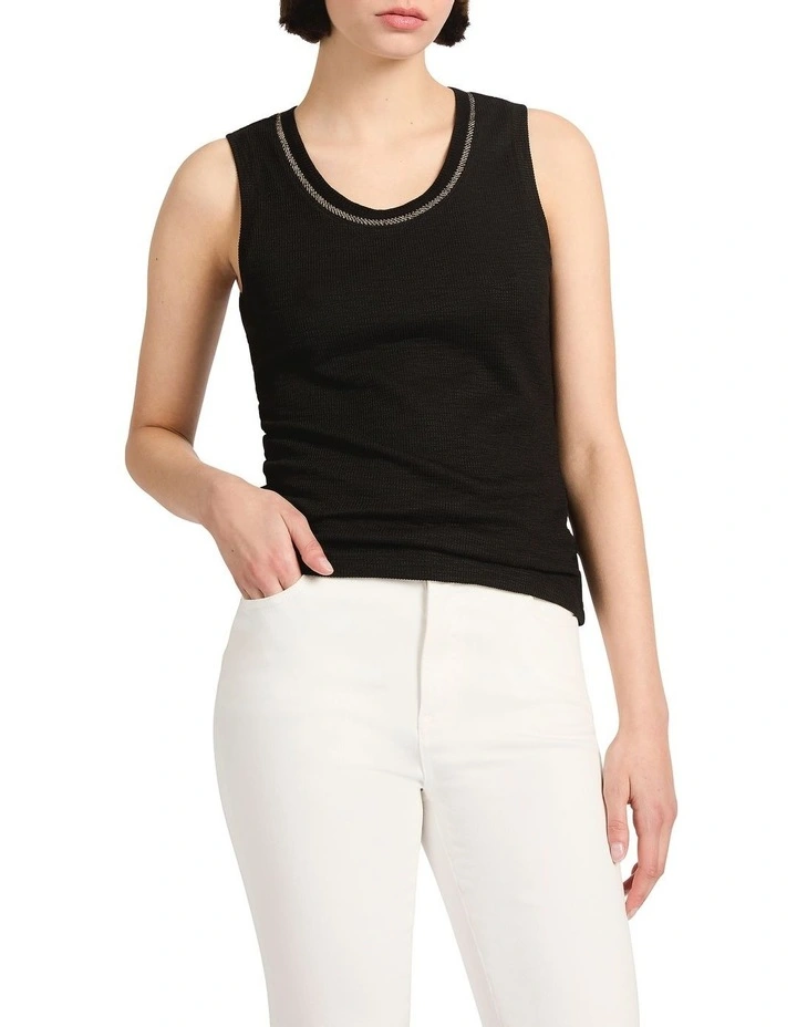 Agatha Lurex Trim Tank in Black image 1