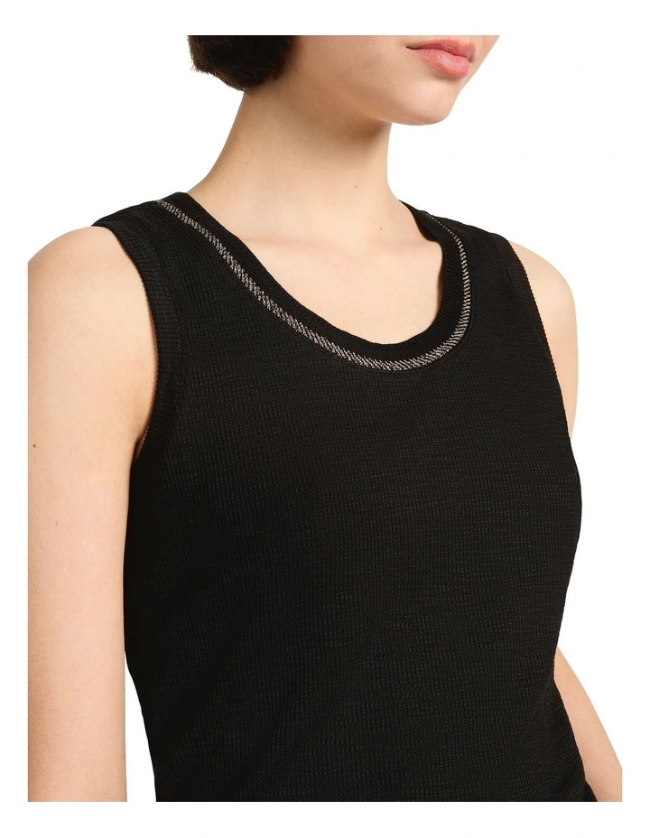 Agatha Lurex Trim Tank in Black image 3