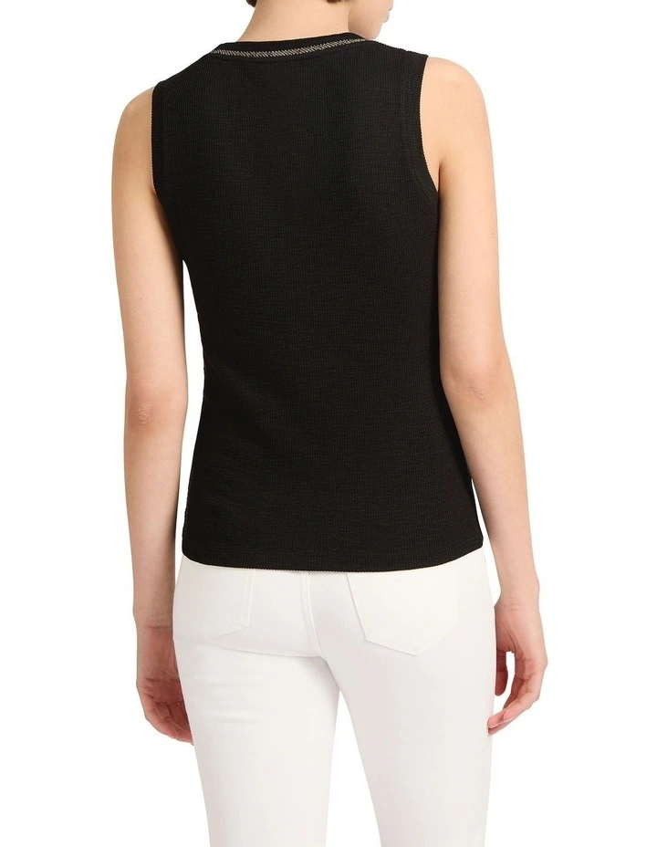 Agatha Lurex Trim Tank in Black image 4