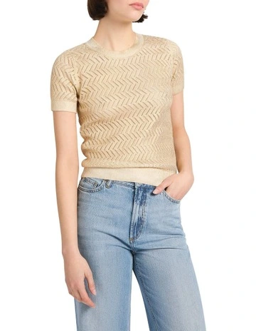 Marple Foil Cotton Knit Jumper in Gold