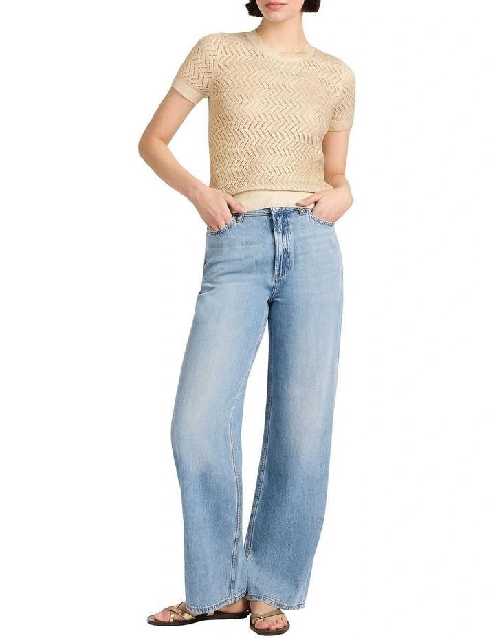 Marple Foil Cotton Knit Jumper in Gold image 2