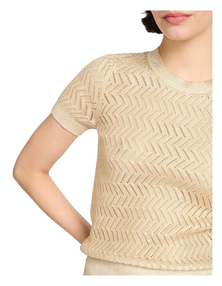 Marple Foil Cotton Knit Jumper in Gold image 3