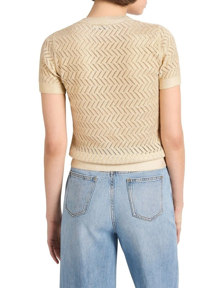 Marple Foil Cotton Knit Jumper in Gold image 4