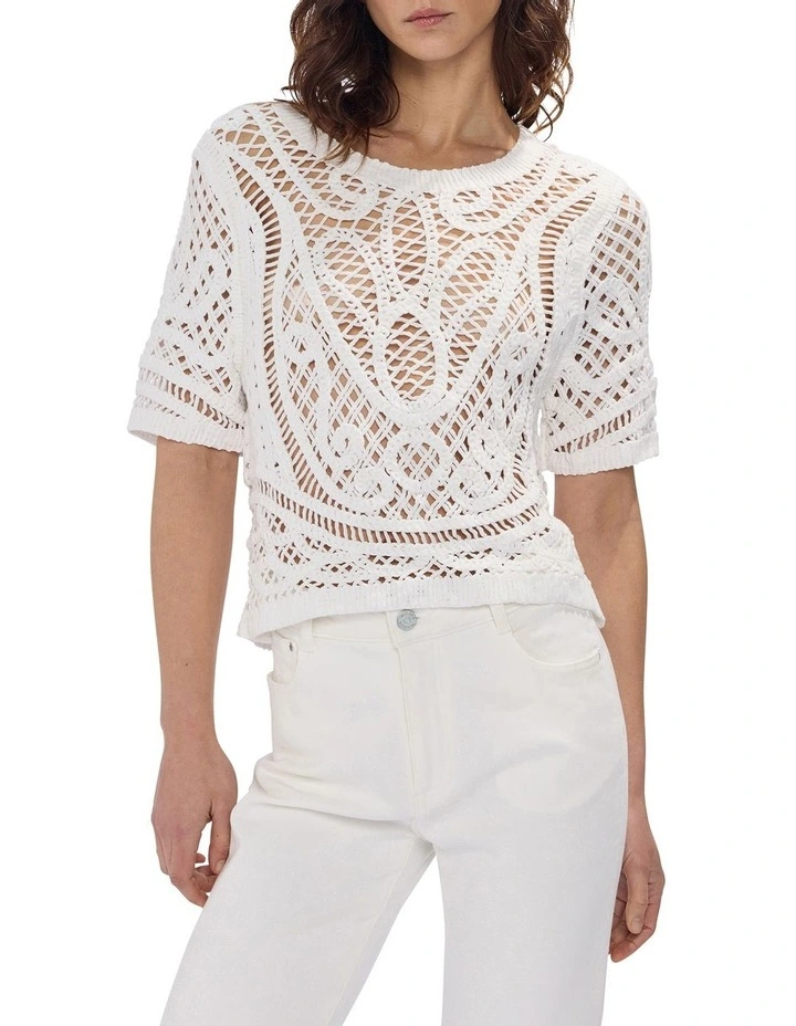 Cypress Crochet Top in Ivory image 1
