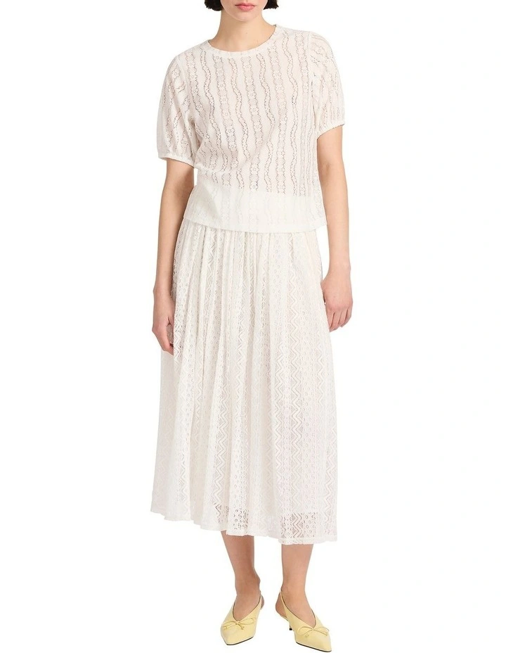 Lydia Lace Midi Skirt in Ivory image 1