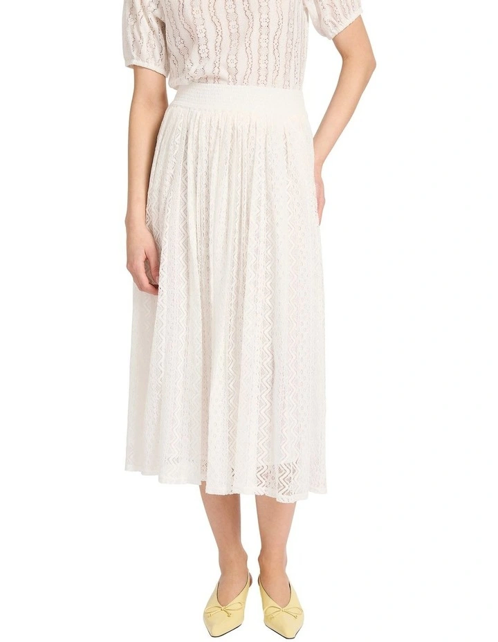 Lydia Lace Midi Skirt in Ivory image 2
