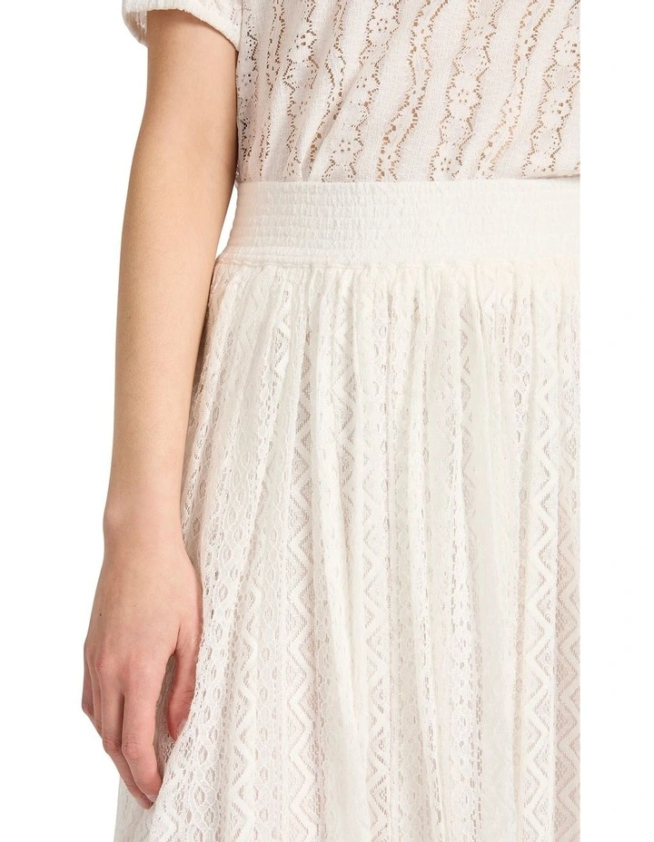 Lydia Lace Midi Skirt in Ivory image 3