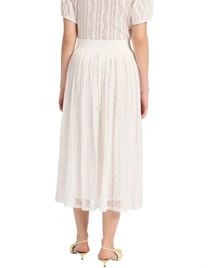 Lydia Lace Midi Skirt in Ivory image 4