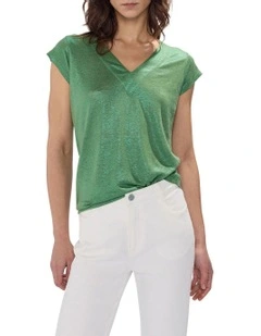 Afterglow Foil Linen Tee in Cactus Green