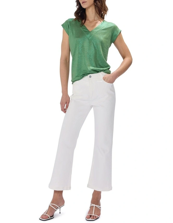 Afterglow Foil Linen Tee in Cactus Green image 2