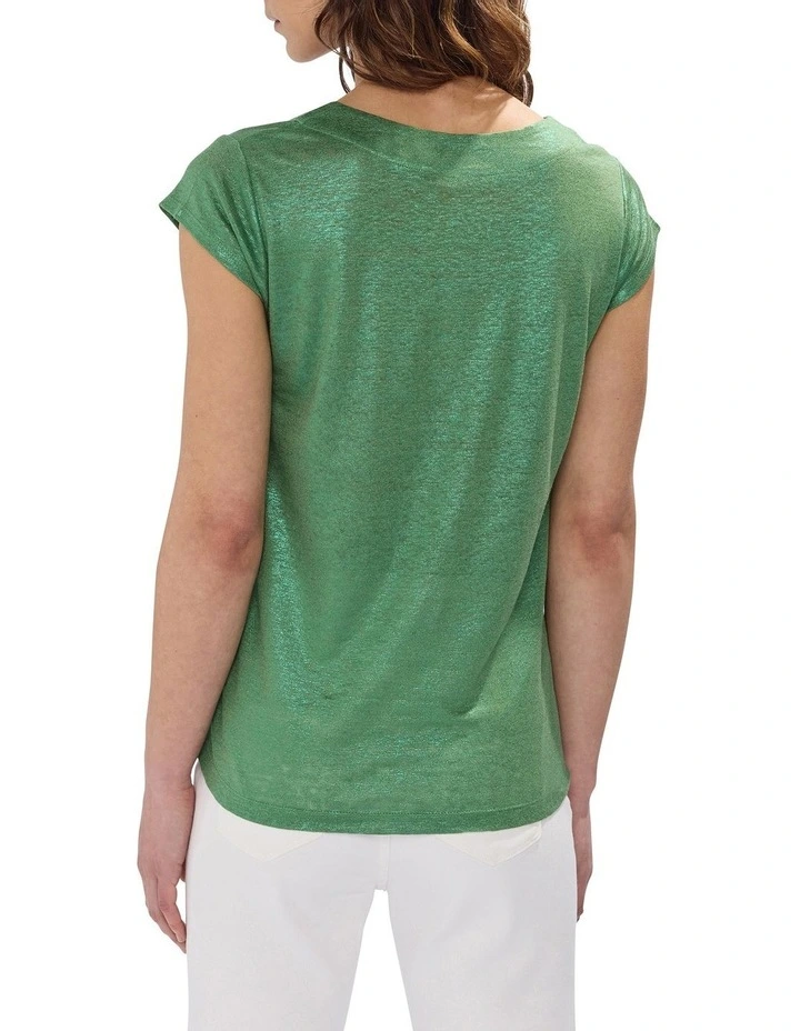 Afterglow Foil Linen Tee in Cactus Green image 4