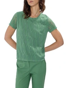 Puzzle Piece Textured Tee in Cactus Green