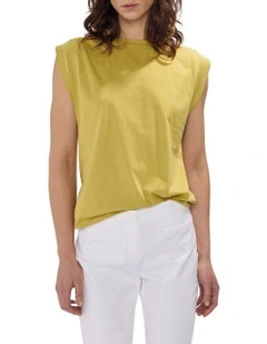 Darcy Mercerised Cotton Tee in Citrine Yellow