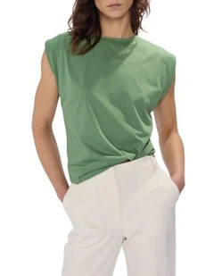 Darcy Mercerised Cotton Tee in Cactus Green