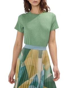 Mina Textured Tee in Cactus Green
