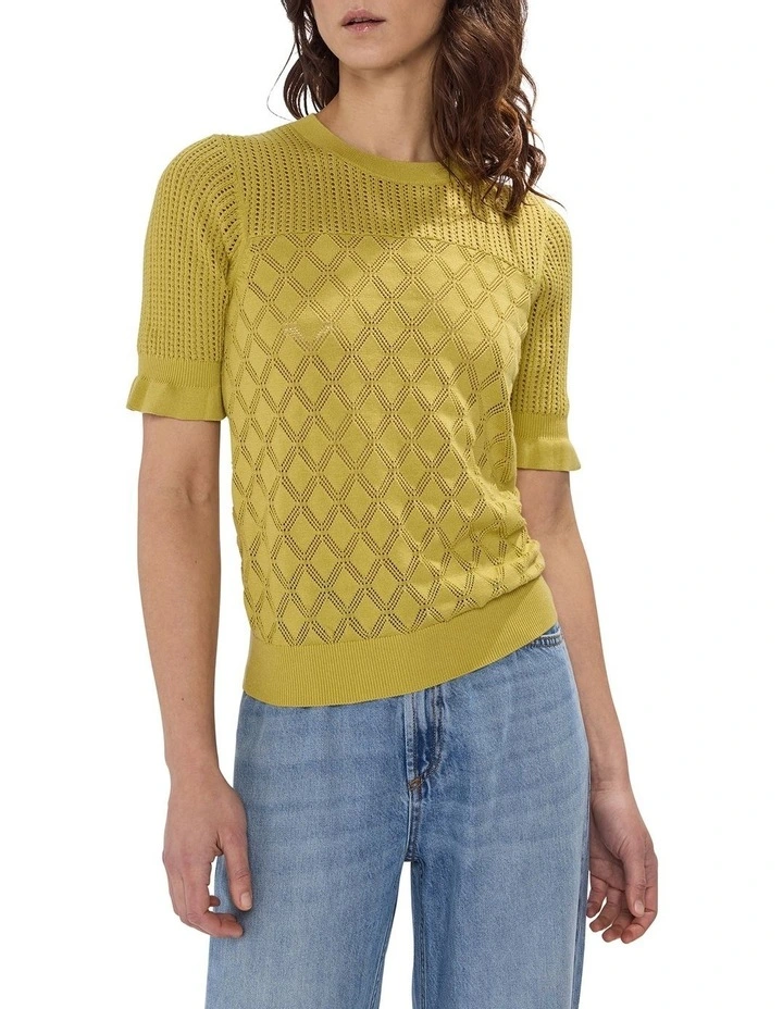Alibi Pointelle Cotton Knit in Citrine Yellow image 1
