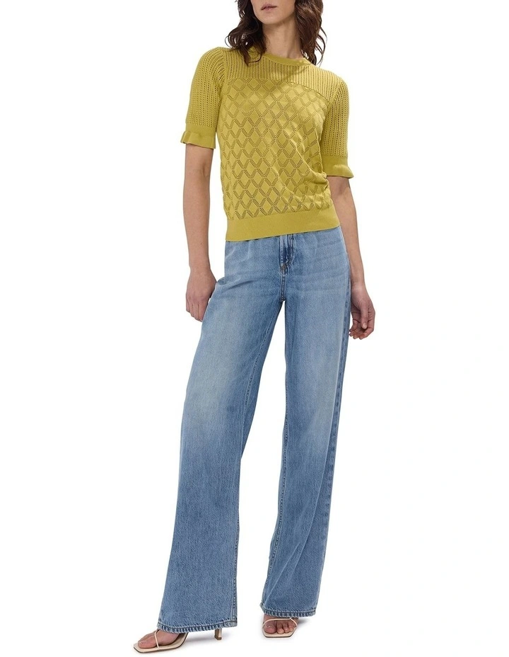 Alibi Pointelle Cotton Knit in Citrine Yellow image 2