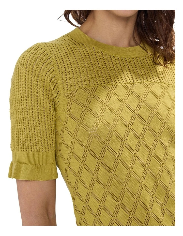 Alibi Pointelle Cotton Knit in Citrine Yellow image 3