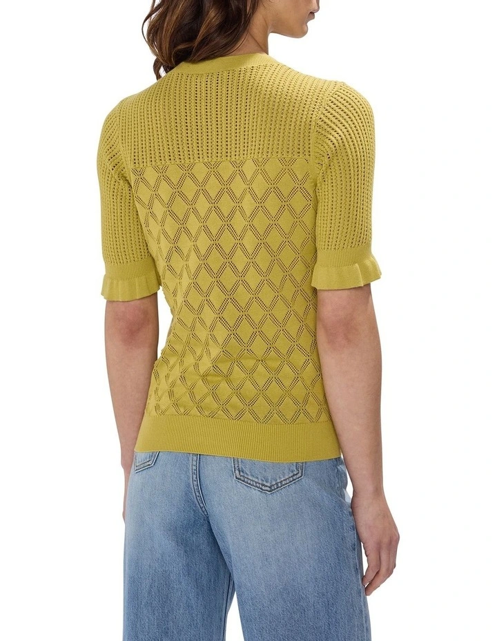 Alibi Pointelle Cotton Knit in Citrine Yellow image 4