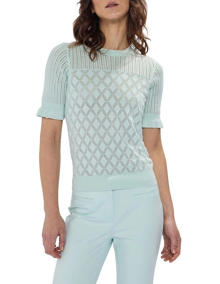 Alibi Pointelle Cotton Knit in Sea Spray image 1