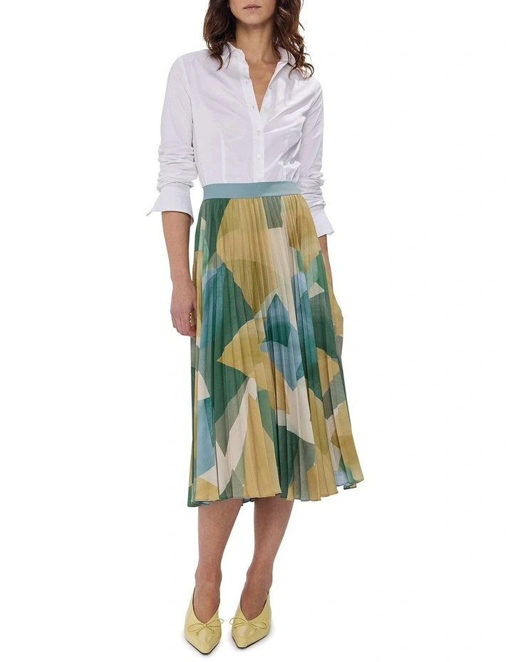 The Angle Express Pleat Skirt in Green Multi image 1
