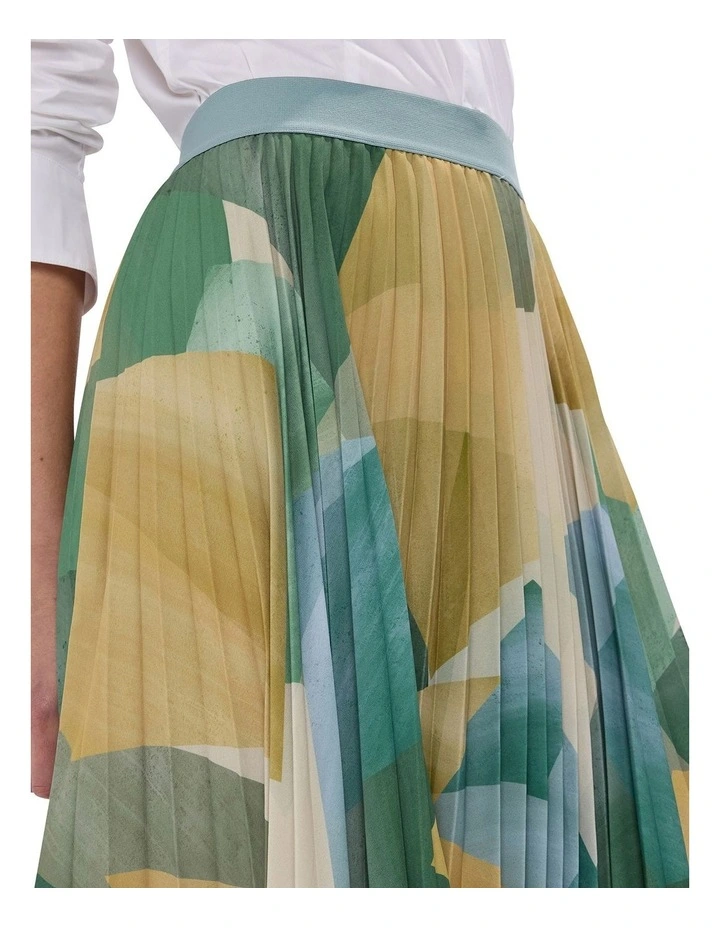 The Angle Express Pleat Skirt in Green Multi image 3