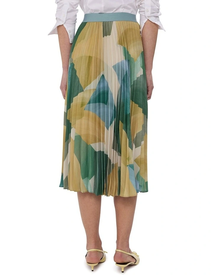 The Angle Express Pleat Skirt in Green Multi image 4