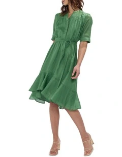 Paddington Ruffle Mini Dress in Cactus Green
