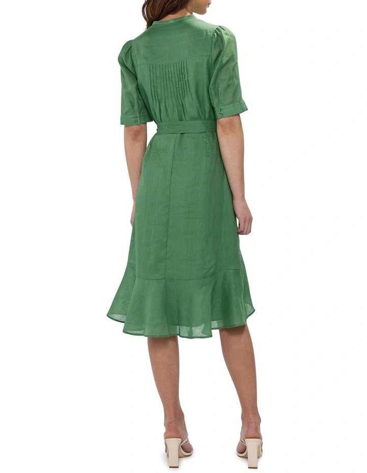 Paddington Ruffle Mini Dress in Cactus Green image 3