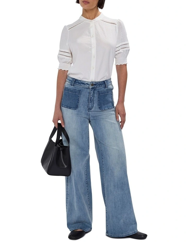 Holly Seersucker Top in White image 2