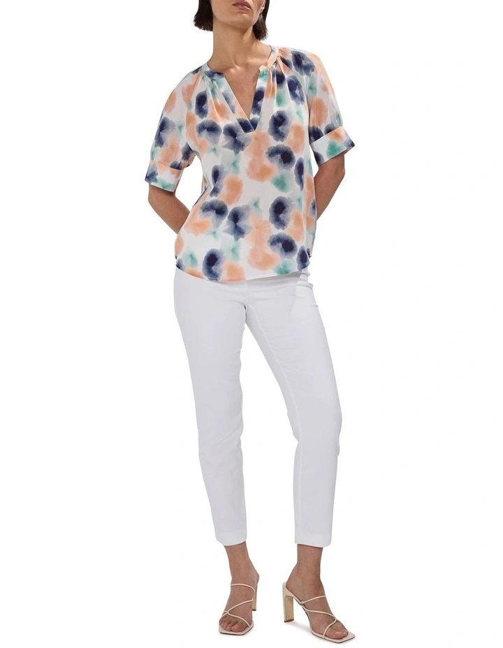 Too Spot To Handle Silk Top in White Multi image 2