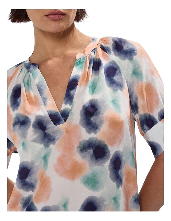 Too Spot To Handle Silk Top in White Multi image 3