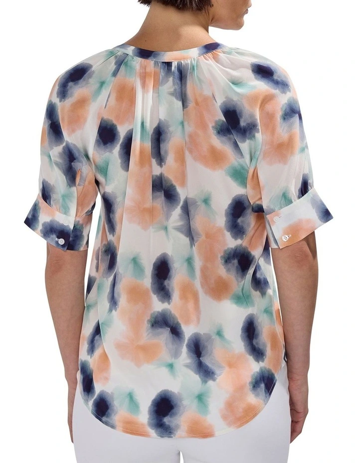 Too Spot To Handle Silk Top in White Multi image 4