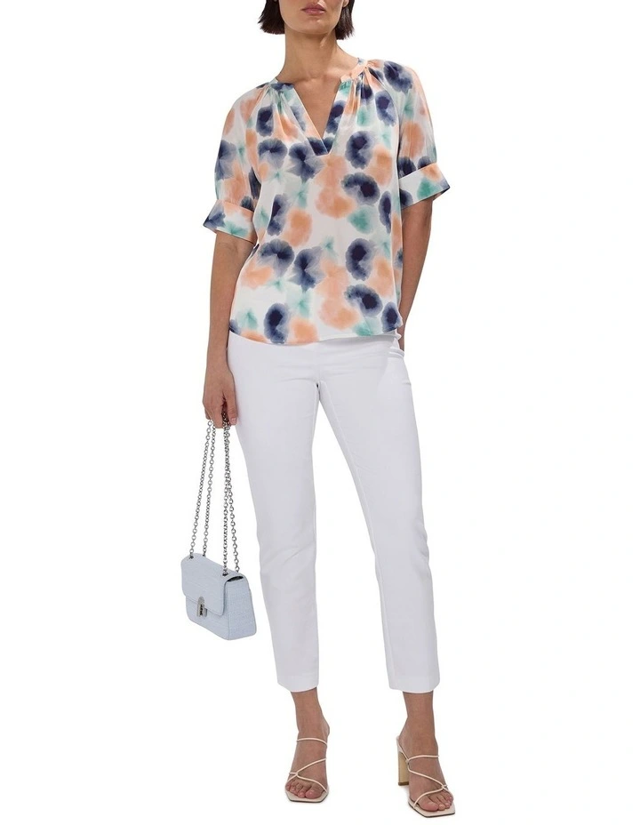 Too Spot To Handle Silk Top in White Multi image 5